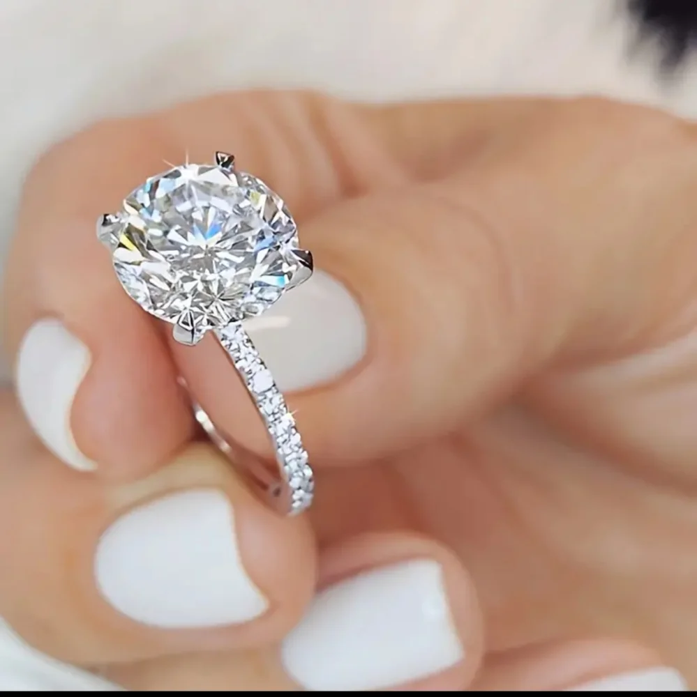 Certified 2ct Round Moissanite White Gold Ring - Picture 9 of 13